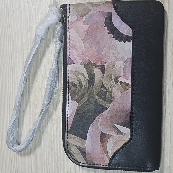 NEW Frye Effie Floral Print Wristlet NWT Zip-around card holder Gold Hardware - Picture 10 of 11